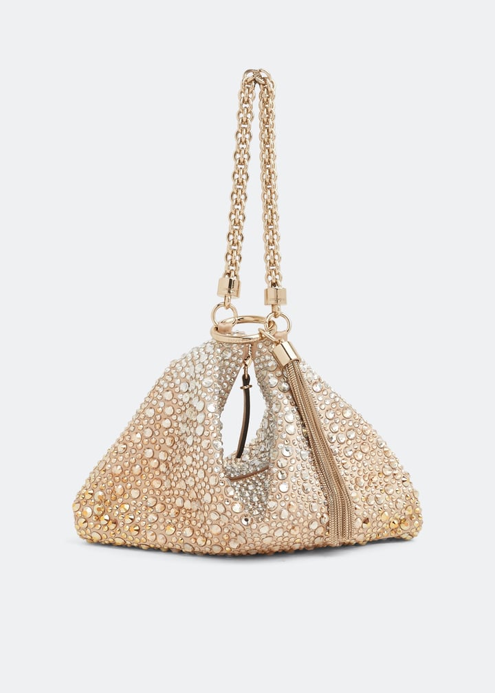 パーティにも [JIMMY CHOO] Callie クラッチ スパンコール ロゴ Black シマースエード・クラッチバッグ |CALLIE |2018年 プレ