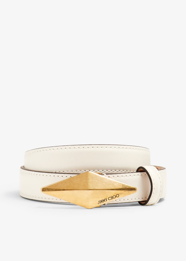 Jimmy Choo Diamond Clasp Leather Belt, White DIAMOND CLASP BELT | Latte Leather Clasp Belt | Autumn  main image 4