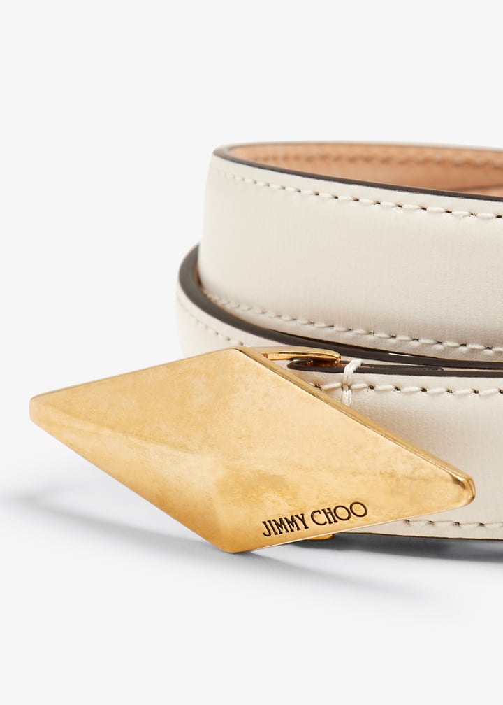 Jimmy Choo Diamond Clasp Leather Belt, White DIAMOND CLASP BELT | Latte Leather Clasp Belt | Autumn  main image 3