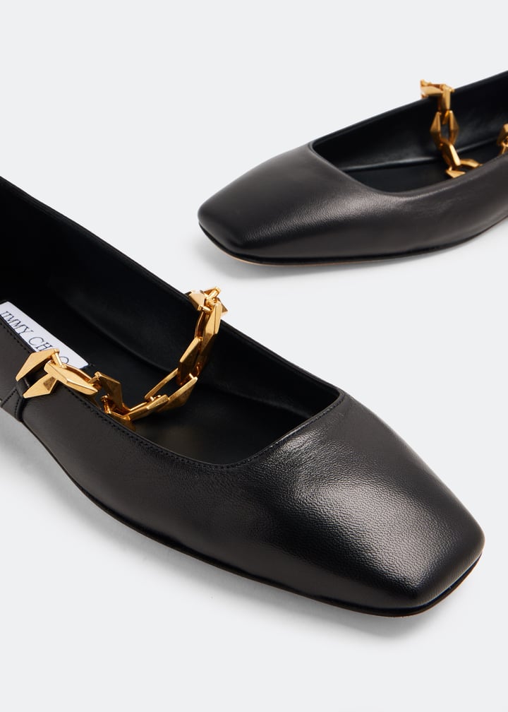 バレエシューズ Jimmy Choo Black Nappa Leather Tilda Ballerinas Diamond Tilda leather ballet flats in black - Jimmy Choo