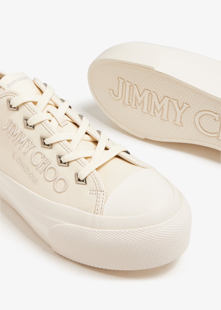 ◆正規品・新品◆Jimmy Choo Ivory Canvas Palma Maxi Sneakers Jimmy Choo Off-White Palma Maxi/F Sneakers Jimmy Choo
