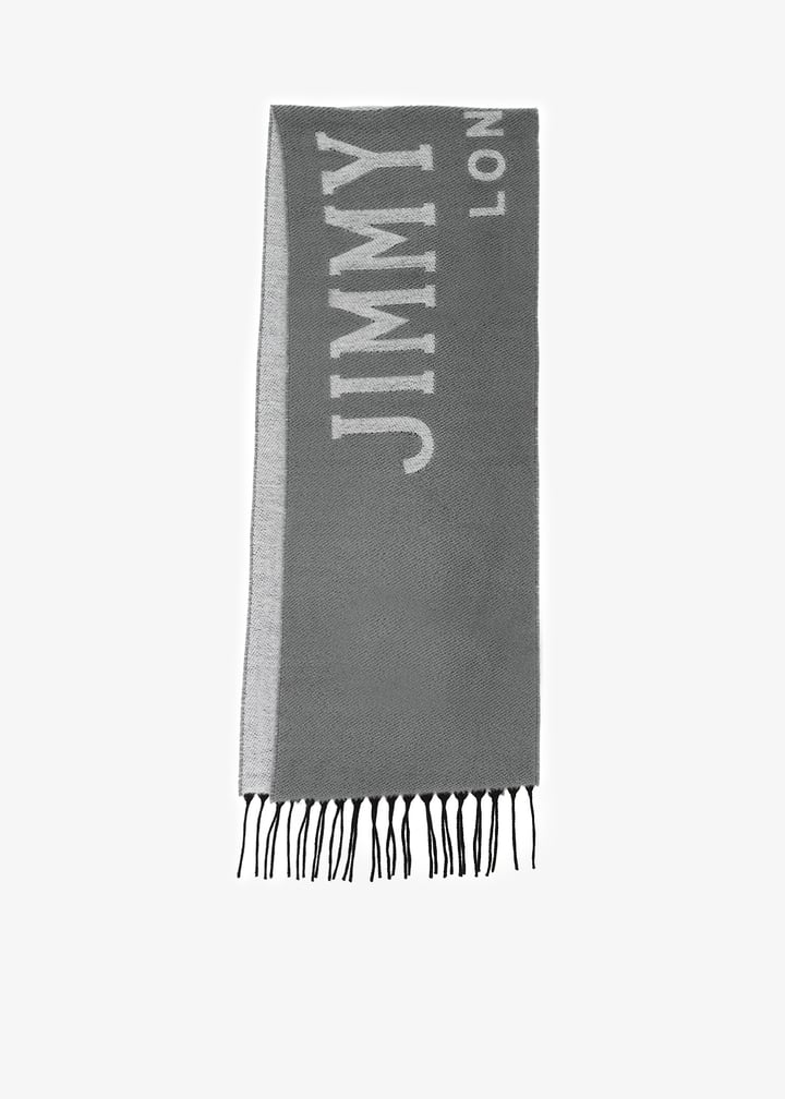 Jimmy Choo Sema logo jacquard knit scarf for Women - Grey in