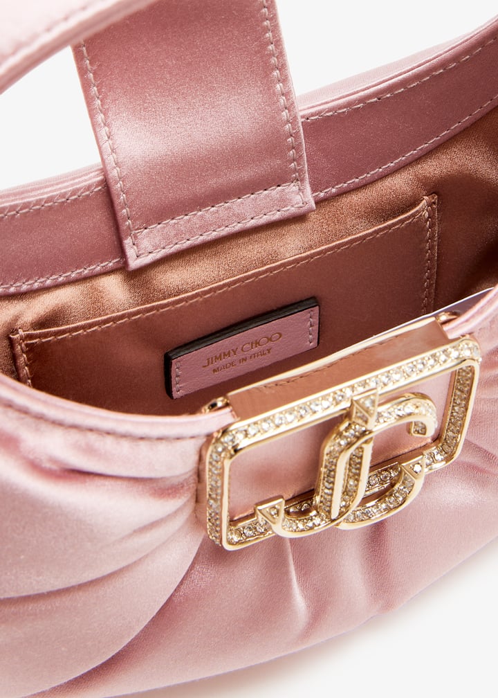 【JIMMY CHOO】Mini Edie トップハンドルバッグ JIMMY CHOO Edie Mini embellished ruched satin shoulder bag