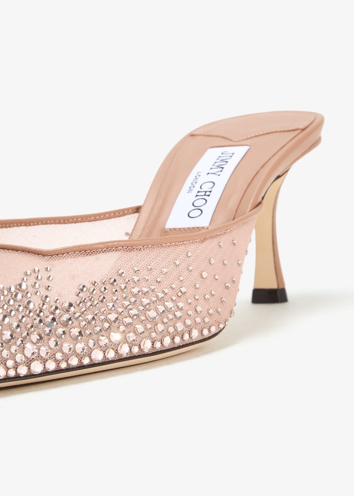 ◆正規品・新品◆Jimmy Choo Skin Pink Mesh Vivi 65 Mules Vivi 65 | Pink Crystal Mesh Mules | JIMMY CHOO