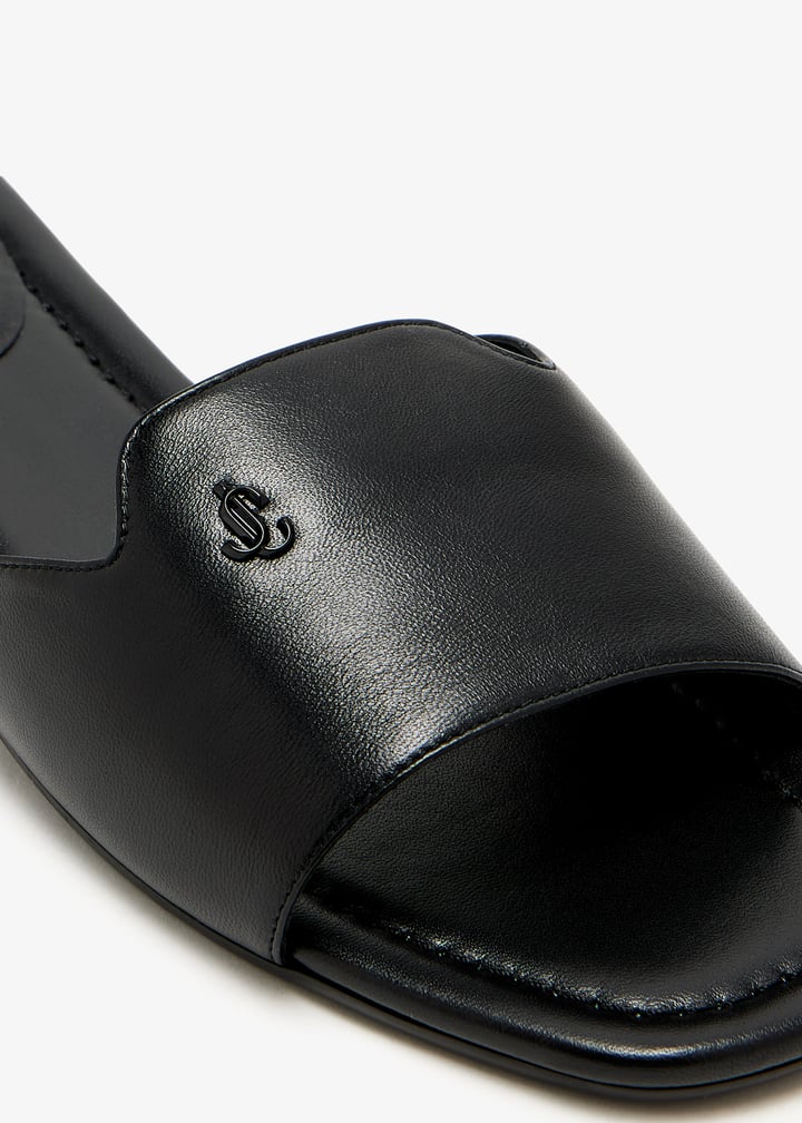 サンダル・ミュール Jimmy Choo SS25 Sandals (DINA FLAT NAPBLACK) Dina Flat | Black Nappa Leather Crossover Slingback | JIMMY CHOO
