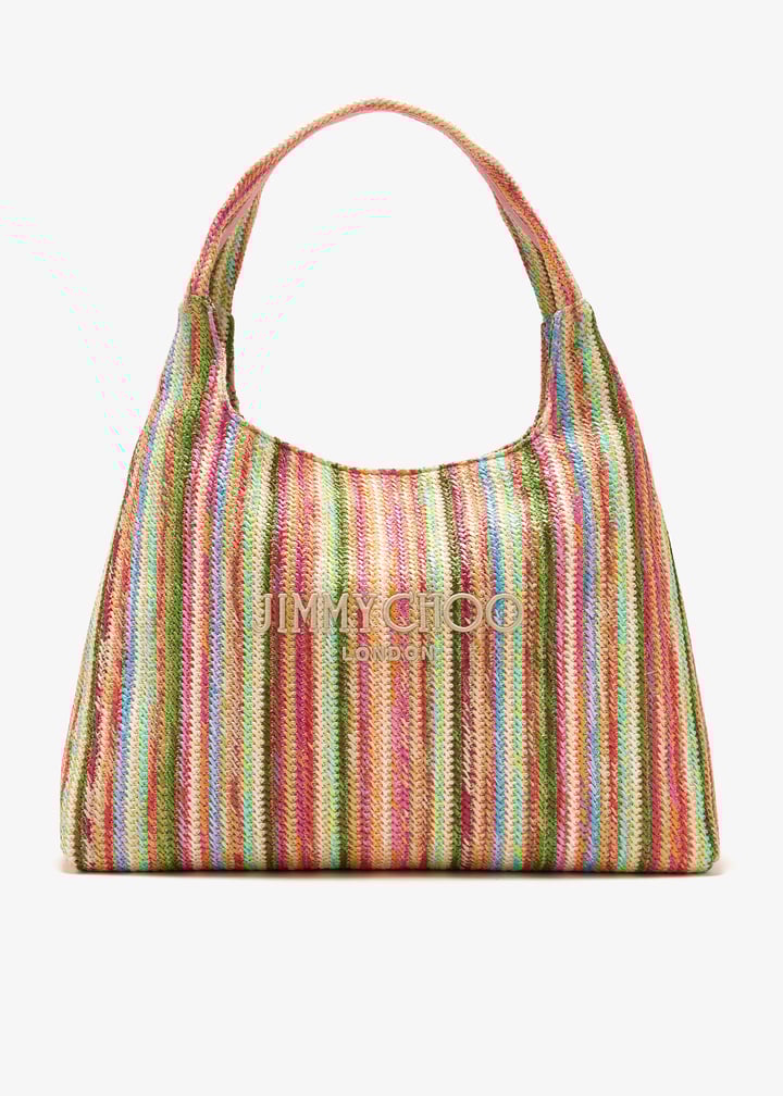 JIMMY CHOO Beach Diamond Hobo L ラフィア Beach Diamond Hobo L | Natural Raffia Shoulder Bag | JIMMY CHOO