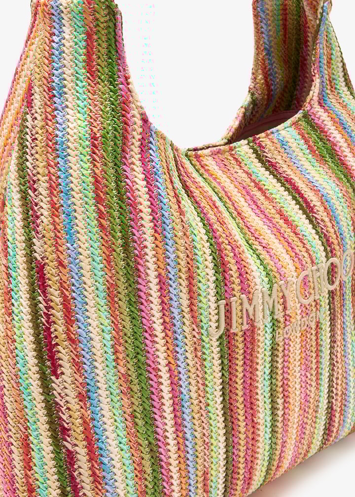 JIMMY CHOO Beach Diamond Hobo L ラフィア Beach Diamond Hobo L | Natural Raffia Shoulder Bag | JIMMY CHOO