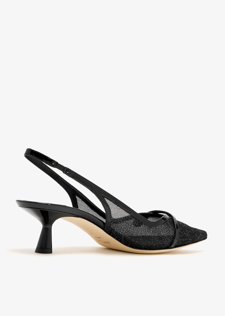パンプス Jimmy Choo Black Mesh Amita 45 Pumps Black Fishnet Mesh and Nappa Slingback Pumps | AMITA 45