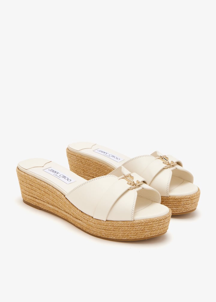 Jimmy Choo Leda 50 wedge sandals for Women - White in UAE | Level