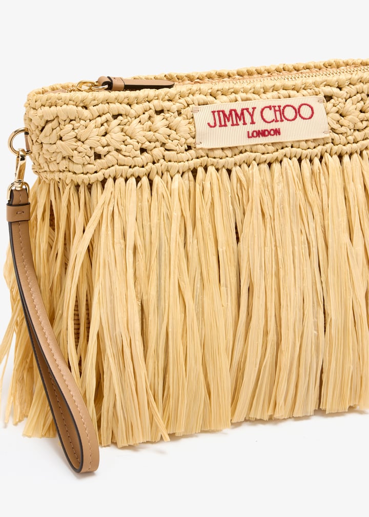 Jimmy Choo Raffia pouch for Women - Beige in KSA | Level Shoes