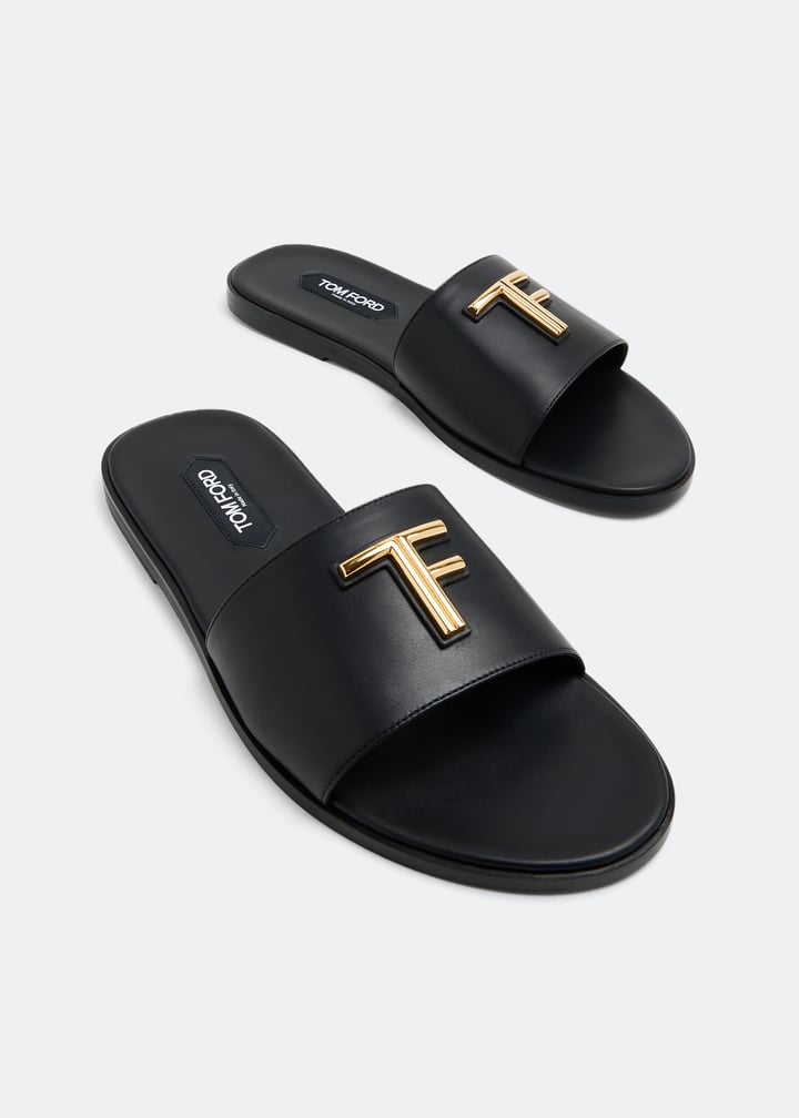 サンダル Tom Ford Black Leather Slippers TOM FORD Leather Slides | Black | FARFETCH PL
