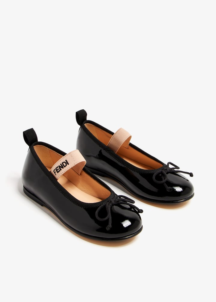 FENDI Patent leather ballerinas for Girl Black in UAE Level Shoes
