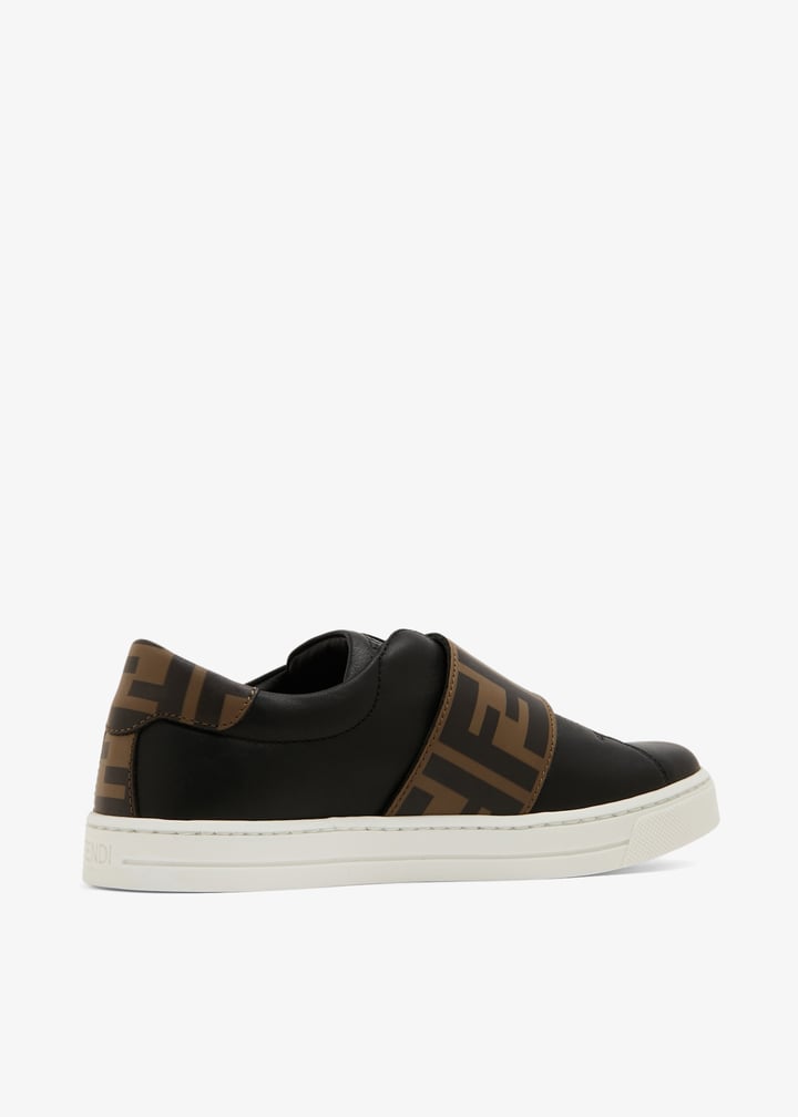 FENDI Leather low-top sneakers for Kids Unisex Black in UAE