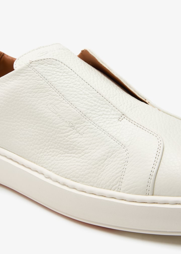 Santoni Leather slip-on sneakers for Men - White in UAE