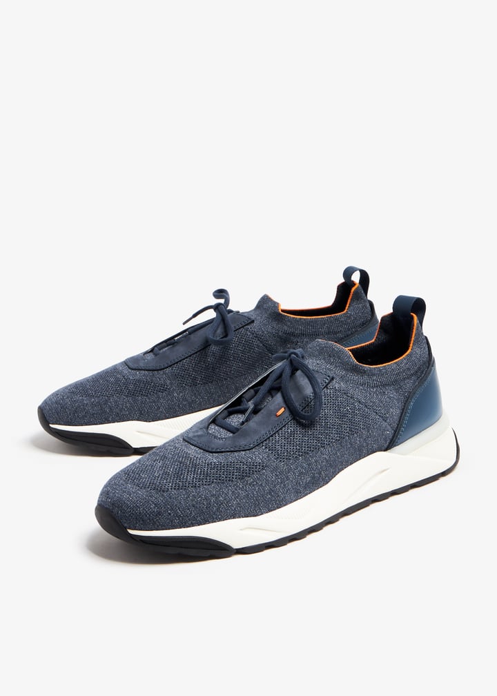 スニーカー SANTONI Men Sneakers MBBC22070BARTSOGU60BLU BLUE Santoni Blue Leather Low Top Sneakers Size 40 Santoni | TLC
