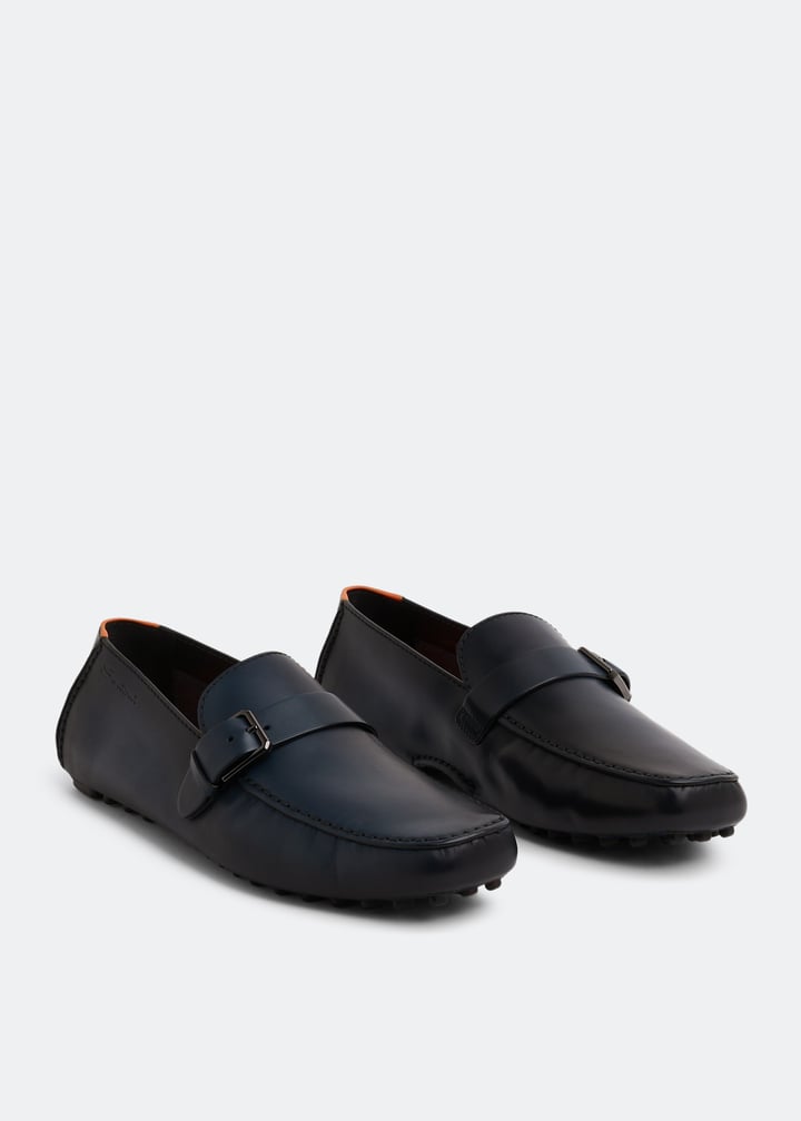 Santoni Dammed leather loafers for Men - Blue in KSA | Level  display picture 3