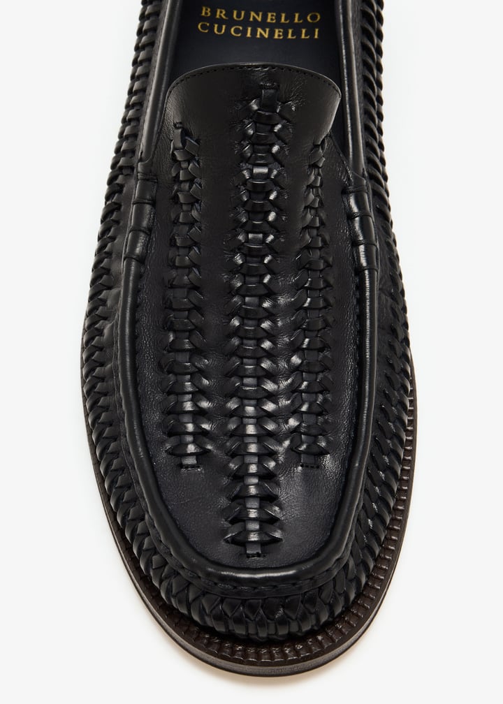Brunello Cucinelli Woven leather loafers for Men - Navy in Oman Brunello Cucinelli Woven leather loafers for Men - Navy in Oman