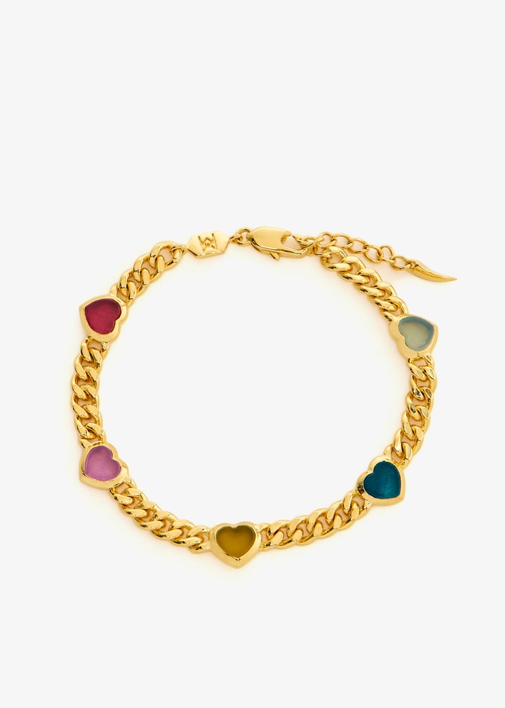 関税送料込【MISSOMA】Jelly Heart Gemstone Charm ブレスレット Missoma Jelly Heart Gemstone charm bracelet for Women - Gold