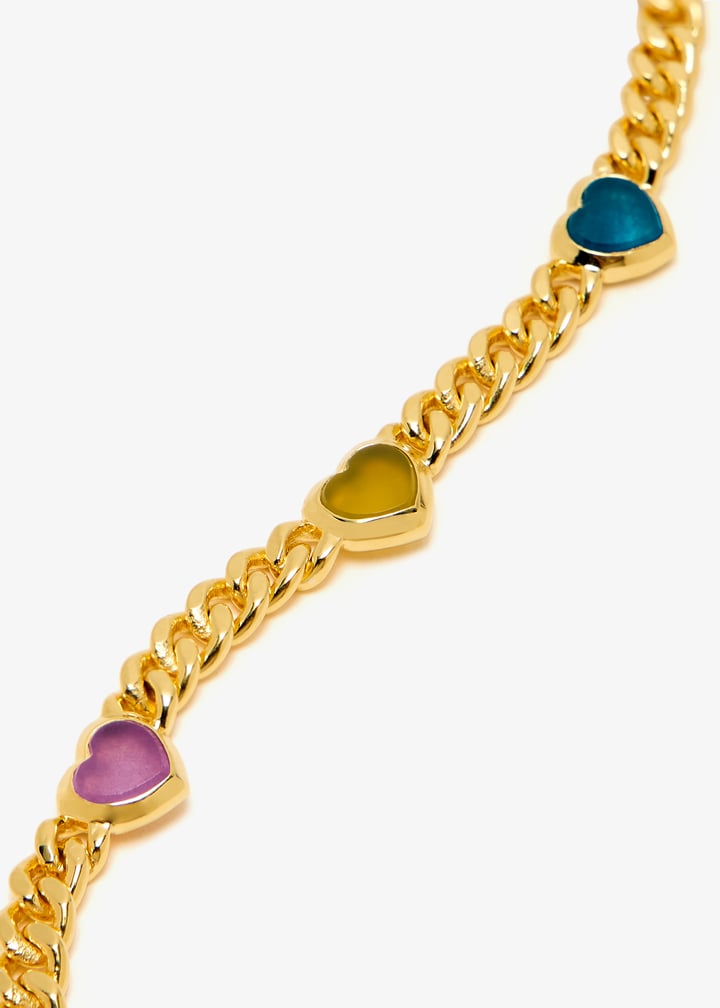 Missoma Jelly Heart Gemstone charm bracelet for Women - Gold