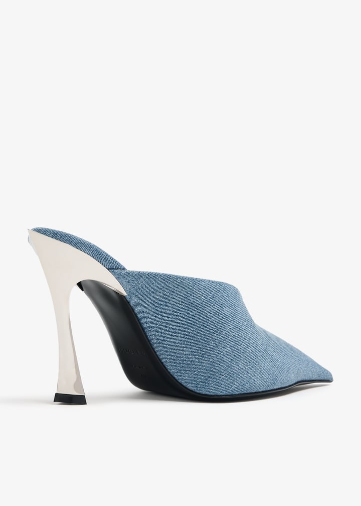 サンダル・ミュール GIVENCHY MEDIUM BLUE DENIM 4G CUBE MULE SANDALS NIB Givenchy 4G Cube Denim Blue Mules Sandals Kitten Heel 39