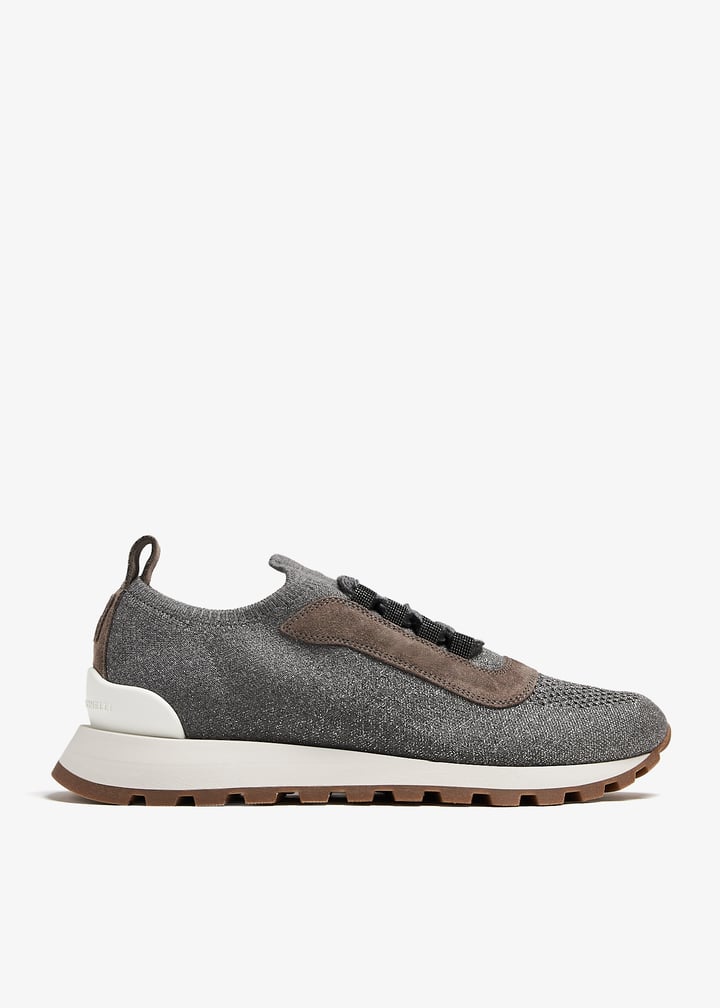 Brunello Cucinelli Sparkling knit sneakers for Women - Grey