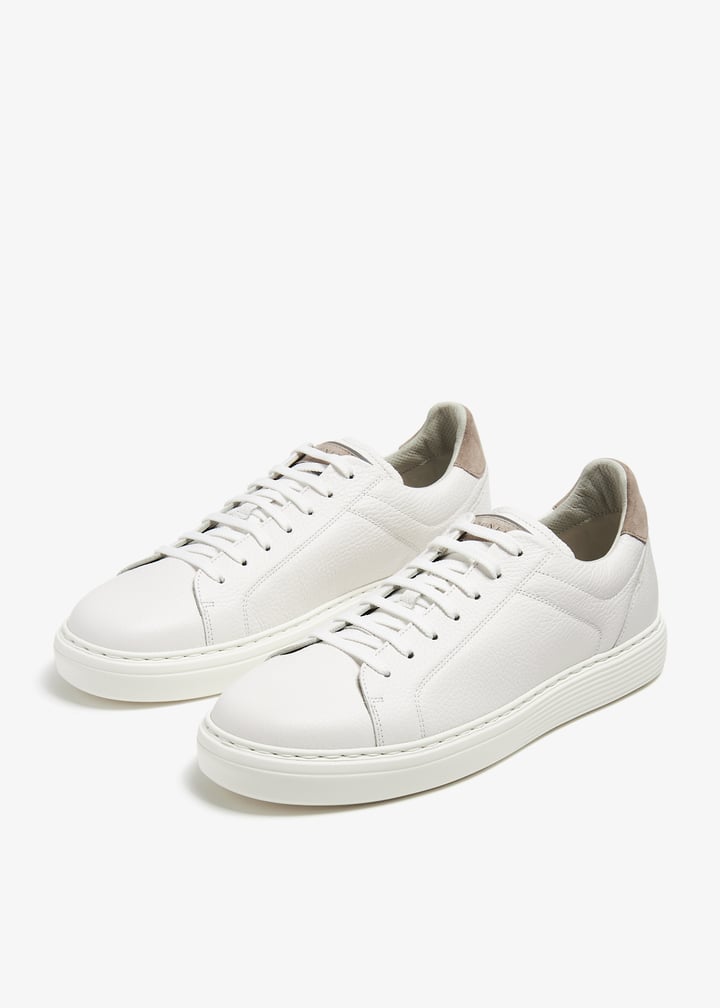 Brunello Cucinelli Grained calfskin sneakers for Men - White