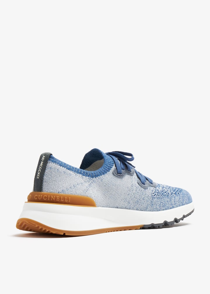 Brunello Cucinelli Cotton chiné knit sneakers for Men - Blue