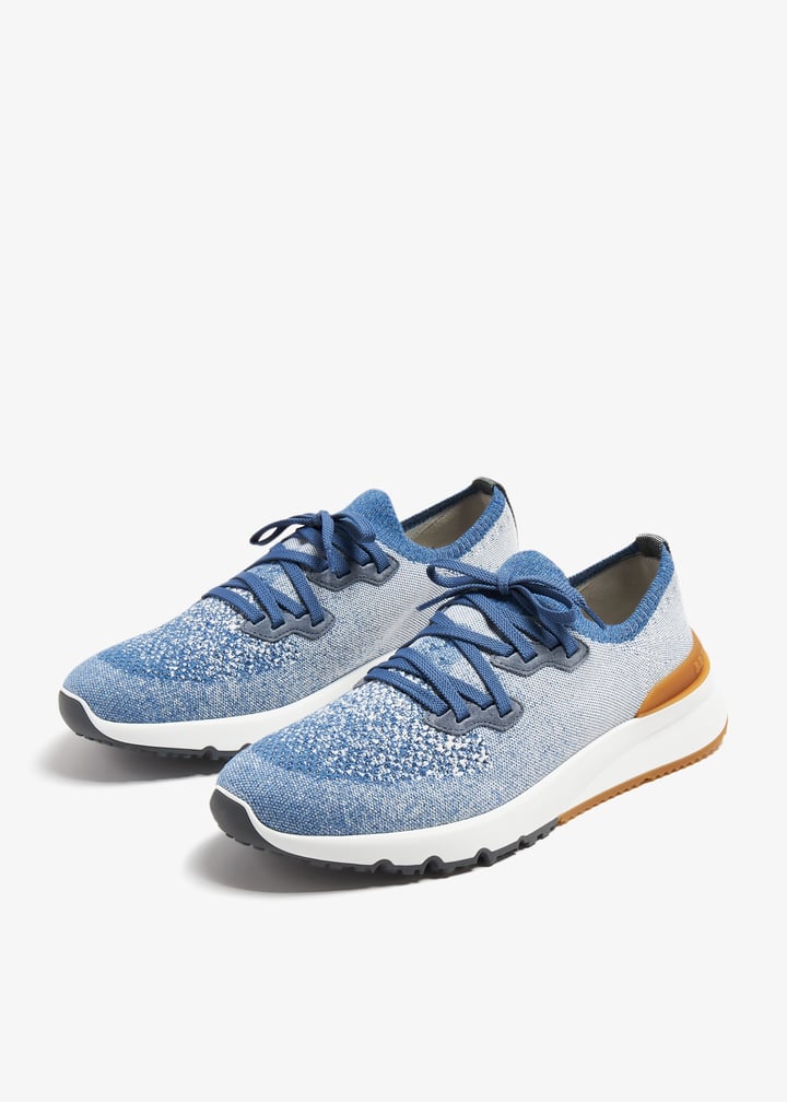 Brunello Cucinelli Cotton chiné knit sneakers for Men - Blue