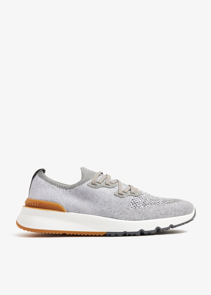 Brunello Cucinelli Cotton chiné knit sneakers for Men - Grey
