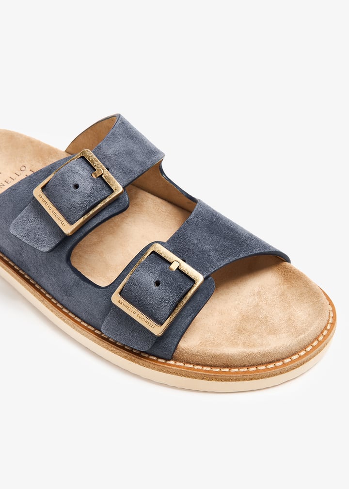 Brunello Cucinelli Suede sandals for Men - Blue in UAE Brunello Cucinelli Suede sandals for Men - Blue in UAE