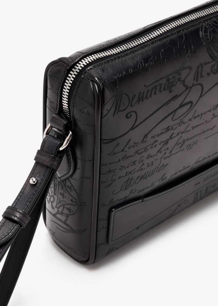 Berluti Rosewood Scritto leather pouch for Men - Black in