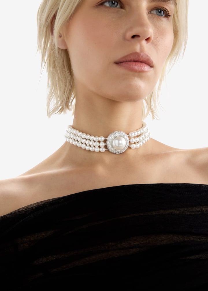 アクセサリーその他 SELF PORTRAIT PF25609NP Jewelry Small Crystal Pearl choker Small Crystal Pearl Choker – self-portrait-US