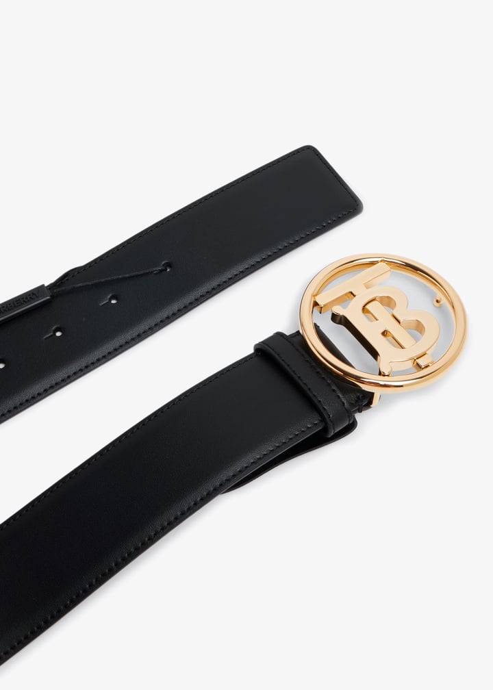 Burberry Pre-Loved TB Monogram logo belt for Women - Black