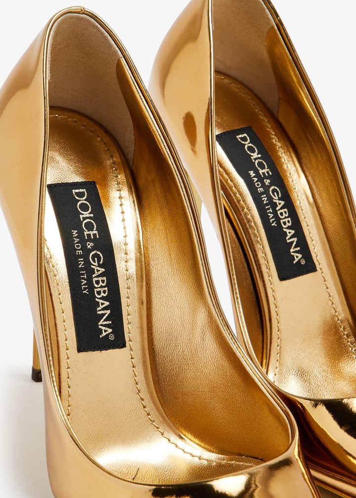 【美品】DOLCE & GABBANA ハイヒール 革　ゴールドソール Dolce&Gabbana Pre-Loved Mirror leather pumps for Women