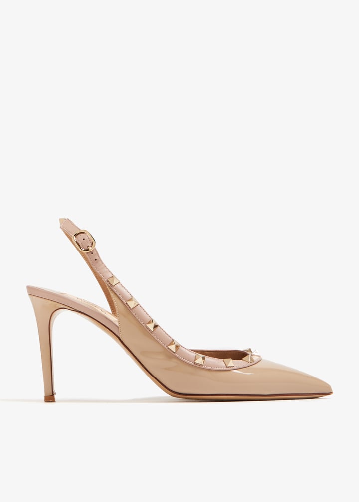 セール☆Valentino☆rockstud calfskin slingback pump 50mm VALENTINO GARAVANI Pebbled Calfskin Rockstud Half d'Orsay