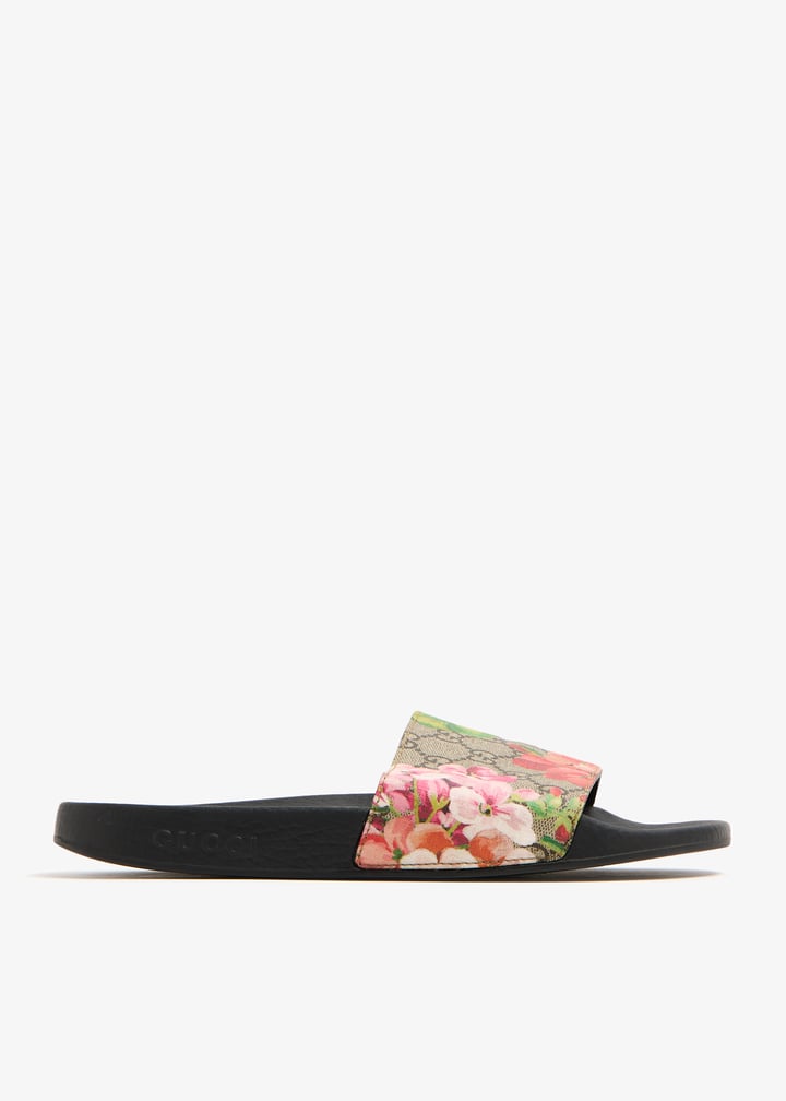 Gucci Pre-Loved GG Supreme Blooms slides for Women Printed in
