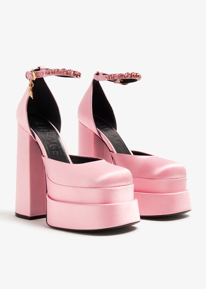 Versace Pre-Loved Medusa Aevitas platform pumps for Women Pink
