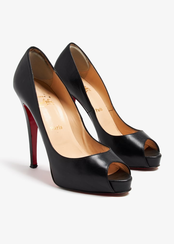 Christian Louboutin ブラックパテントハイヒール　36.5 Christian Louboutin Pre-Loved Double L 100 sandals for Women