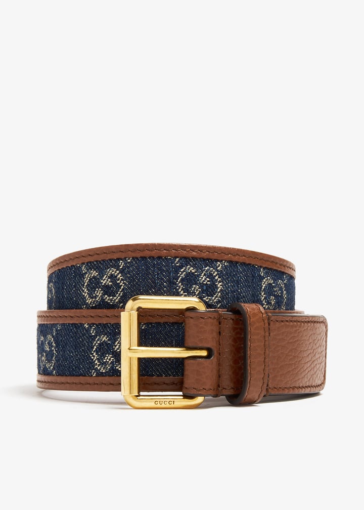 Gucci Pre-Loved GG jacquard leather belt for Women - Navy in  display picture 2