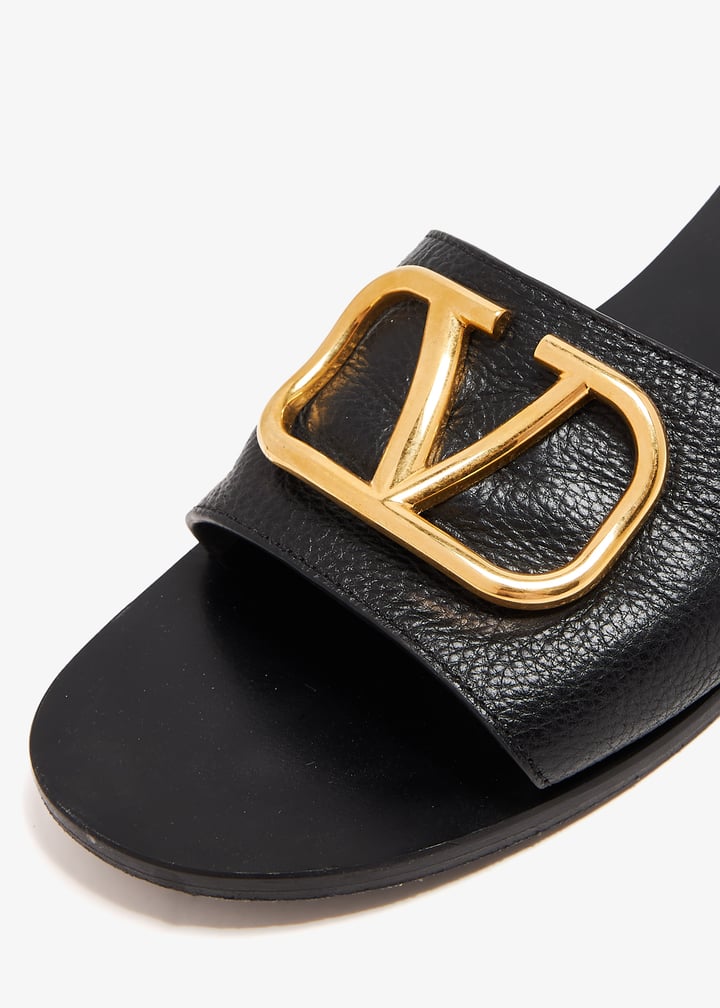 サンダル・ミュール VALENTINO Black leather VLogo slippers (6W2S0LP8DSH 0NO) Valentino Garavani VLogo Signature Leather Slides | Black
