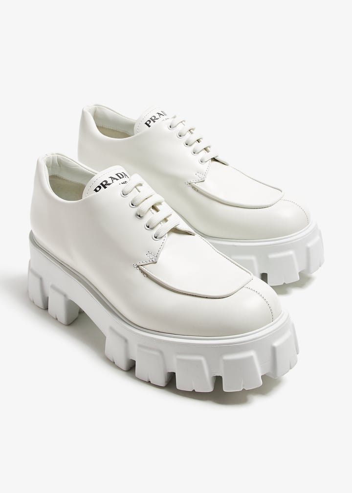 Prada Pre-Loved Monolith brushed leather lace-up shoes for Women
