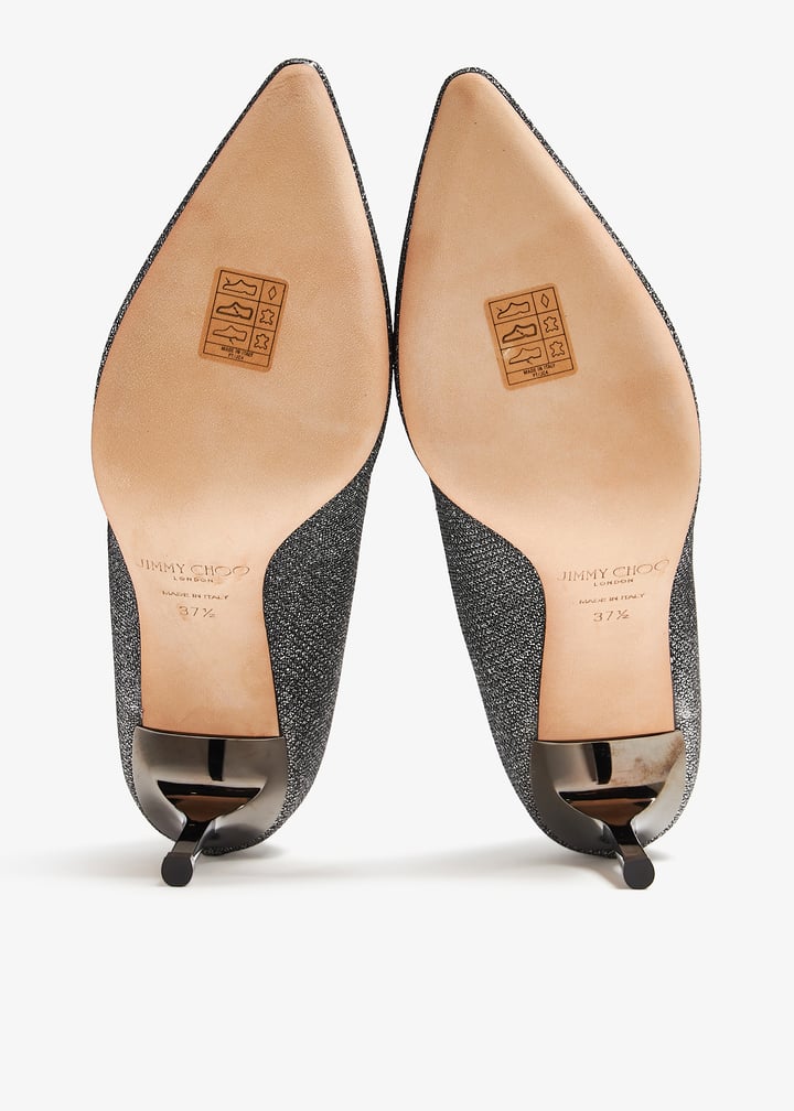 【レアカラー 】JIMMY CHOO ROMY 85 シルバー Jimmy Choo Romy 85 Silver Glitter Pump - Size 37 | Lafayette