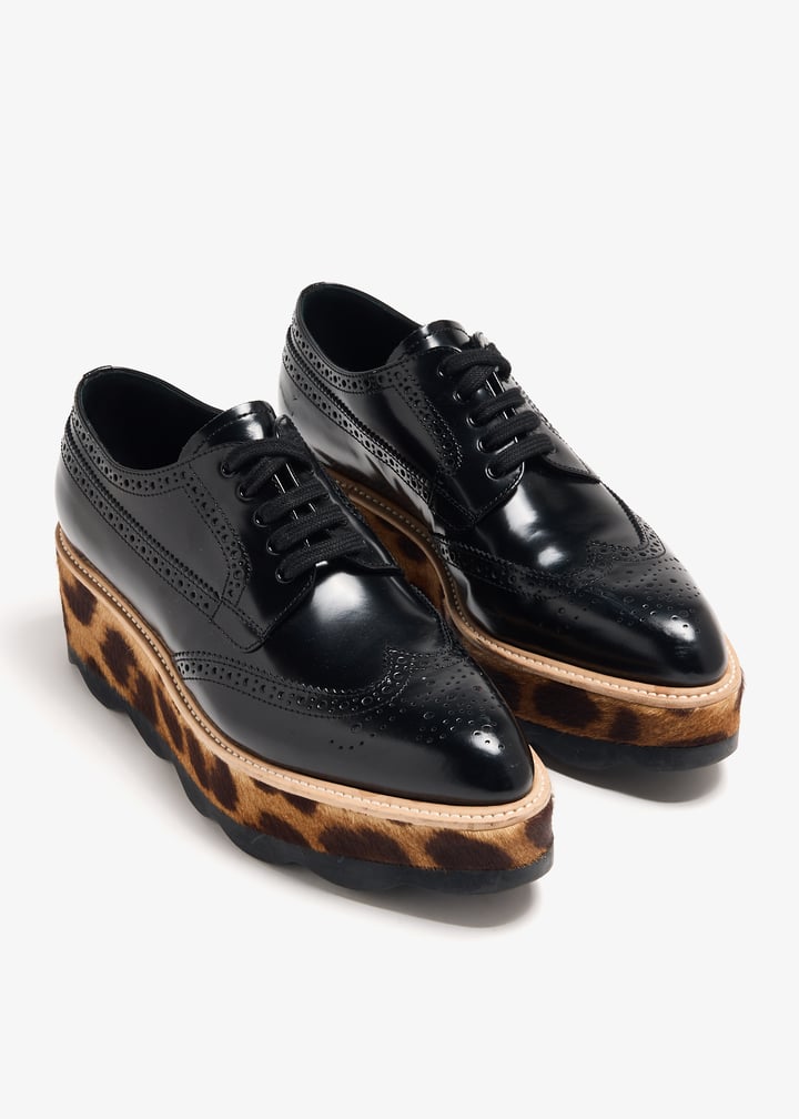 Prada Pre-Loved Wave platform brogue shoes for Women Black in