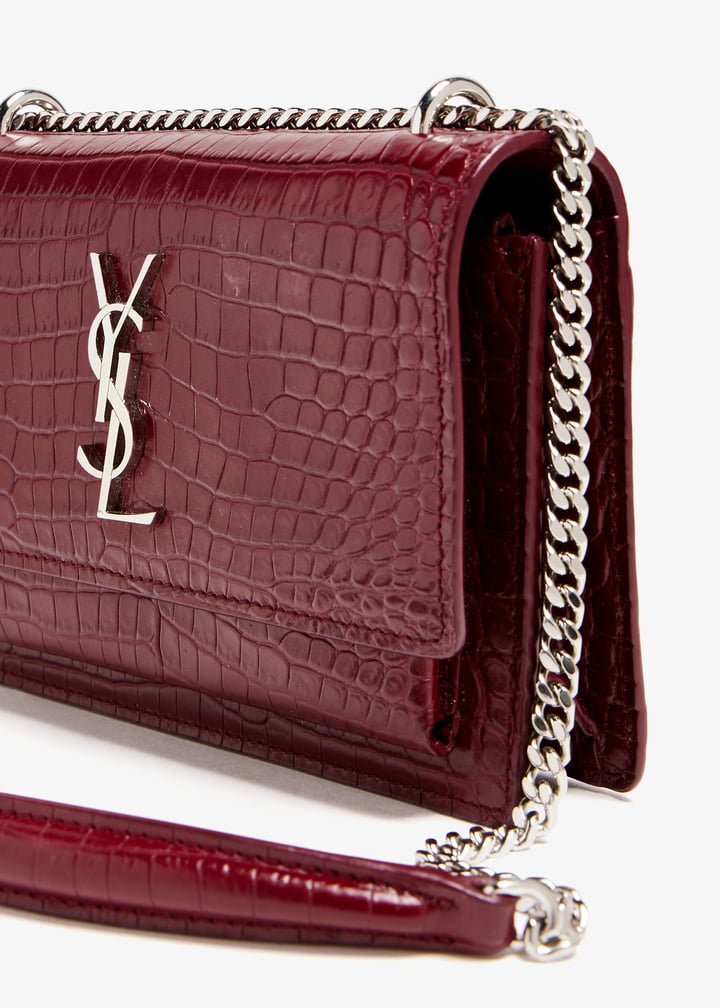 Sunset croc-embossed chain wallet