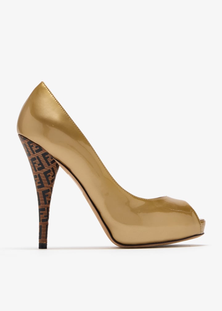 FENDI Pre-Loved Zucca peep-toe pumps for Women - Gold in UAE