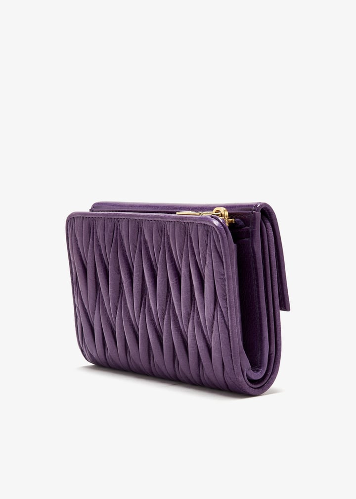 Miu Miu Pre-Loved Matelassé leather wallet for Women - Purple in