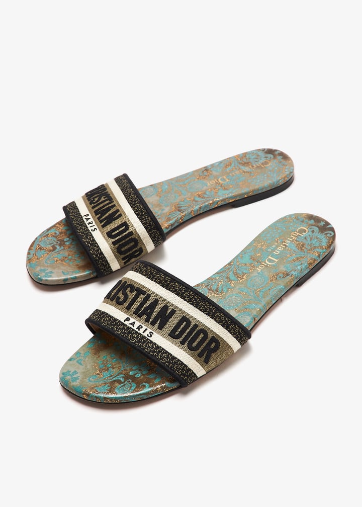 【DIOR】DWAY SANDALS Dway Slide Black embroidered cotton | DIOR