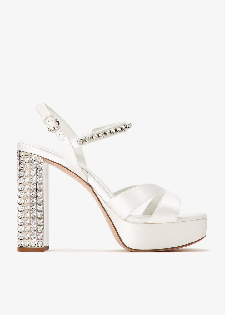 miu miu ホワイト プラットフォームヒール Miu Miu Pre-Loved Satin platform sandals for Women - White in KSA