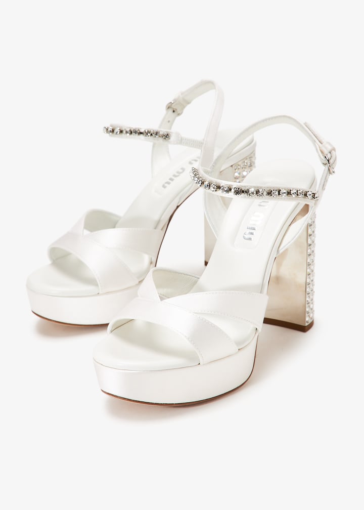 Miu Miu Pre-Loved Satin platform sandals for Women - White in KSA