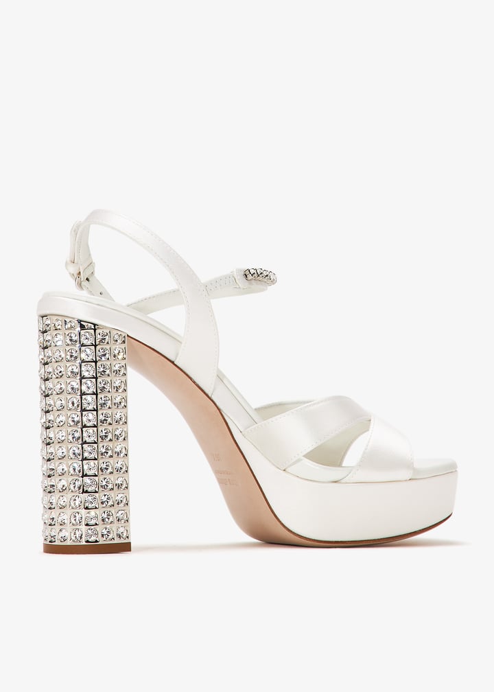 miu miu ホワイト プラットフォームヒール Miu Miu Pre-Loved Satin platform sandals for Women - White in KSA